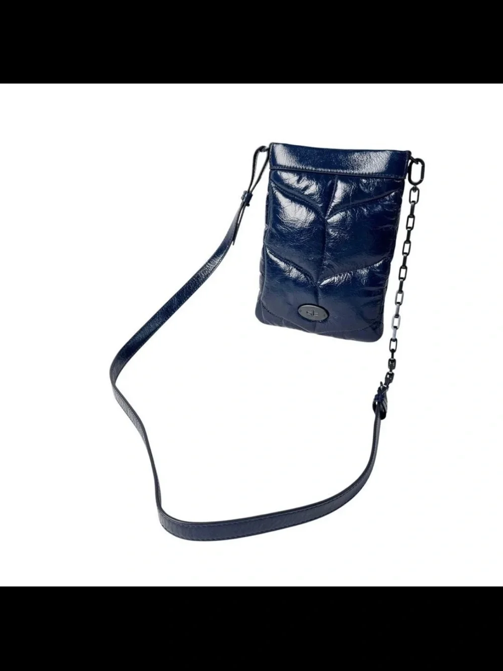 Mulberry Patent Quilted Crossbody in Navy